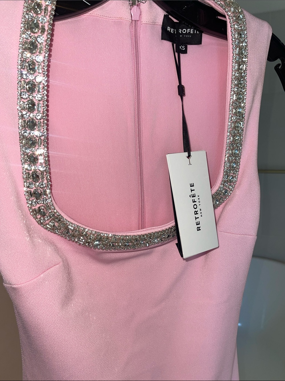 đź’ŤNWT Retrofete Bexley Pink Embellished Mini Dress XS/Sold Outđź’Ť - Picture 13 of 14